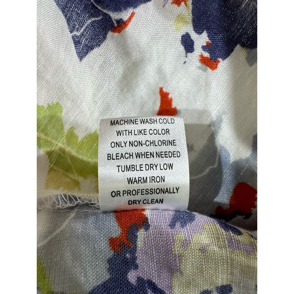 Harve Benard Womens‎ Linen Blend Top Size Large Watercolor Floral Button Up - Picture 5 of 9